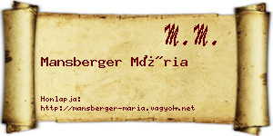 Mansberger Mária névjegykártya